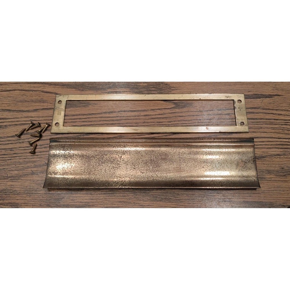 Vintage Package Sized Magnetic Brass Letter Box Plate & Hardware